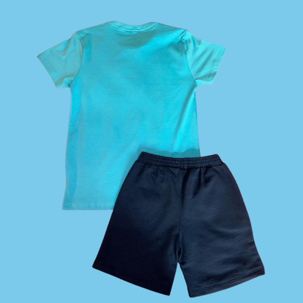 Conjunto Carinhas - Blusa Azul e Bermuda Azul Marinho - Imagem 2