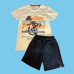 Conjunto Victory - Blusa Nude e Bermuda Preta